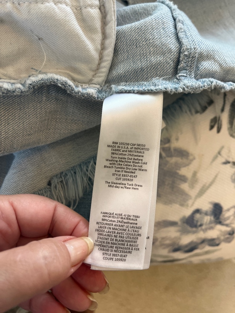 Current/Elliott Light Blue Denim faded Topstitched dress - Picture 12 of 12